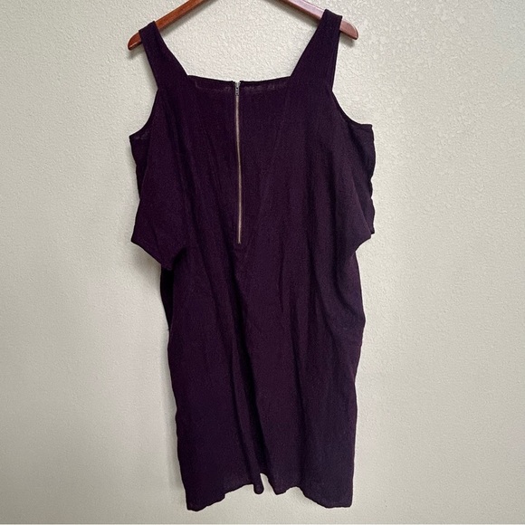 Soft Surroundings Women’s Large Purple Linen Blend Cold Shoulder Dress Pockets - Picture 4 of 9